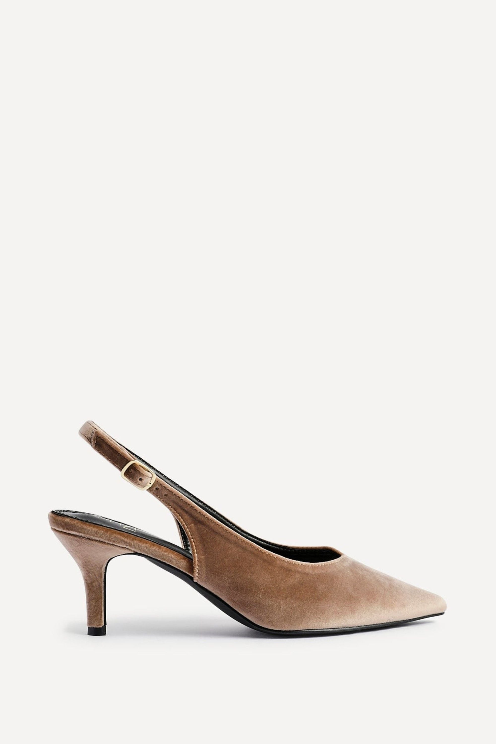 Linzi Finesse Mocha Velvet Pointed Slingback Stiletto Court Heels image 1