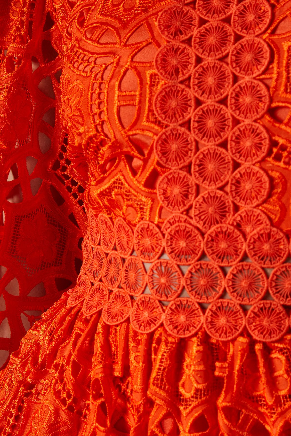 Coast Geo lace Blouson Sleeve Midi Dress Orange image 5