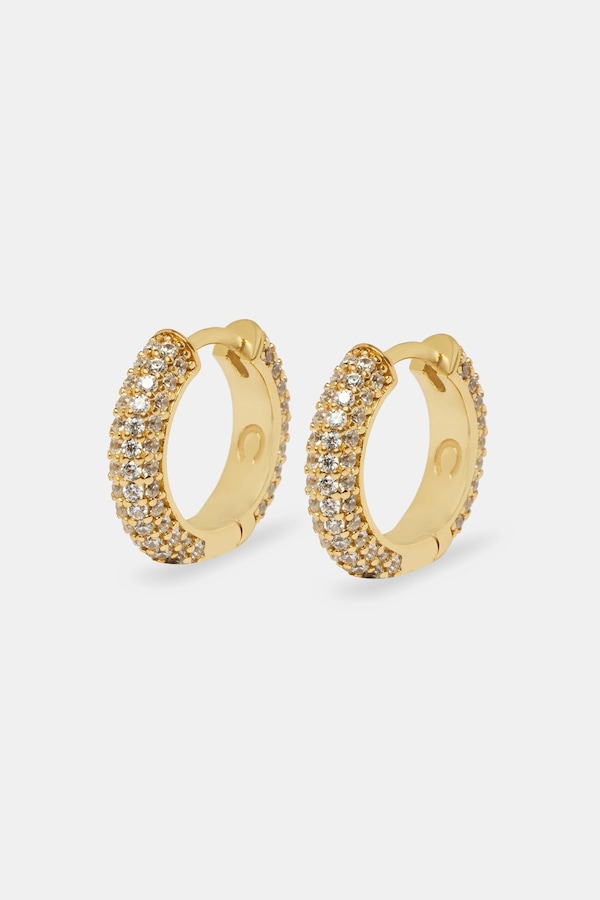 Cernucci Iced Hoop Earrings - Gold 15mm