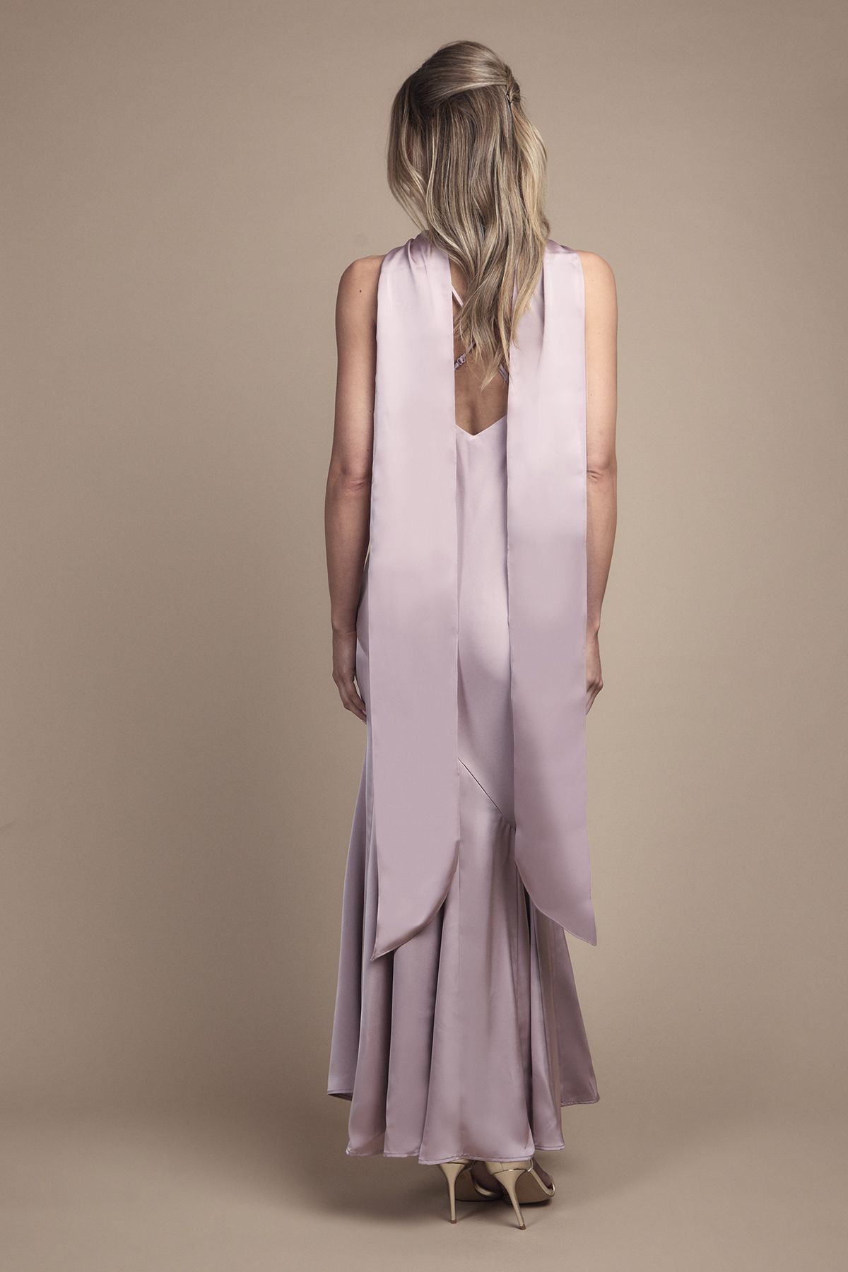 Oasis Satin Scarf Detail Strappy Maxi Bridesmaid Dress Rose image 4