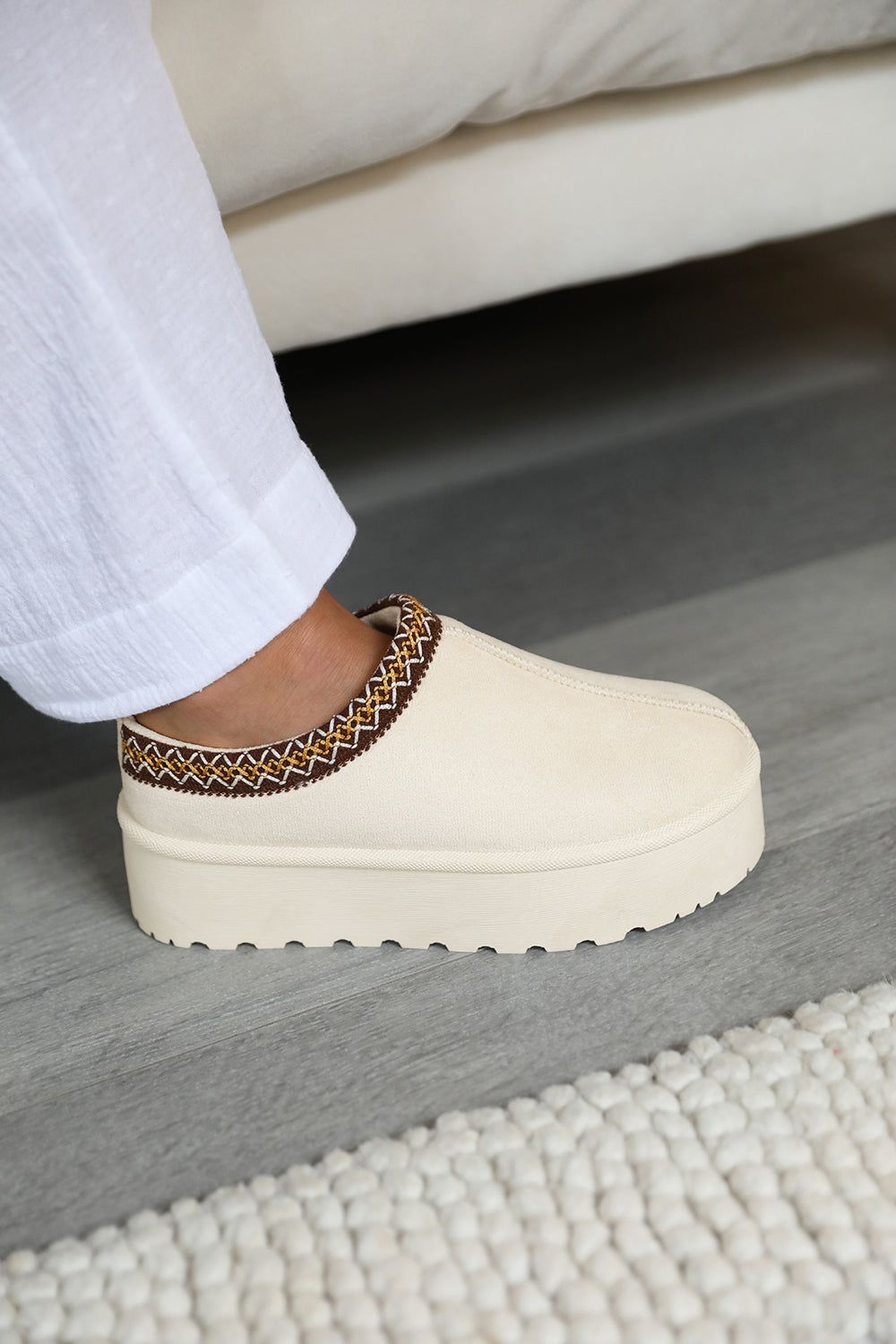 Where's That From 'Freeze' Flatform Embroidered Low Ankle Slipper Boots image 1