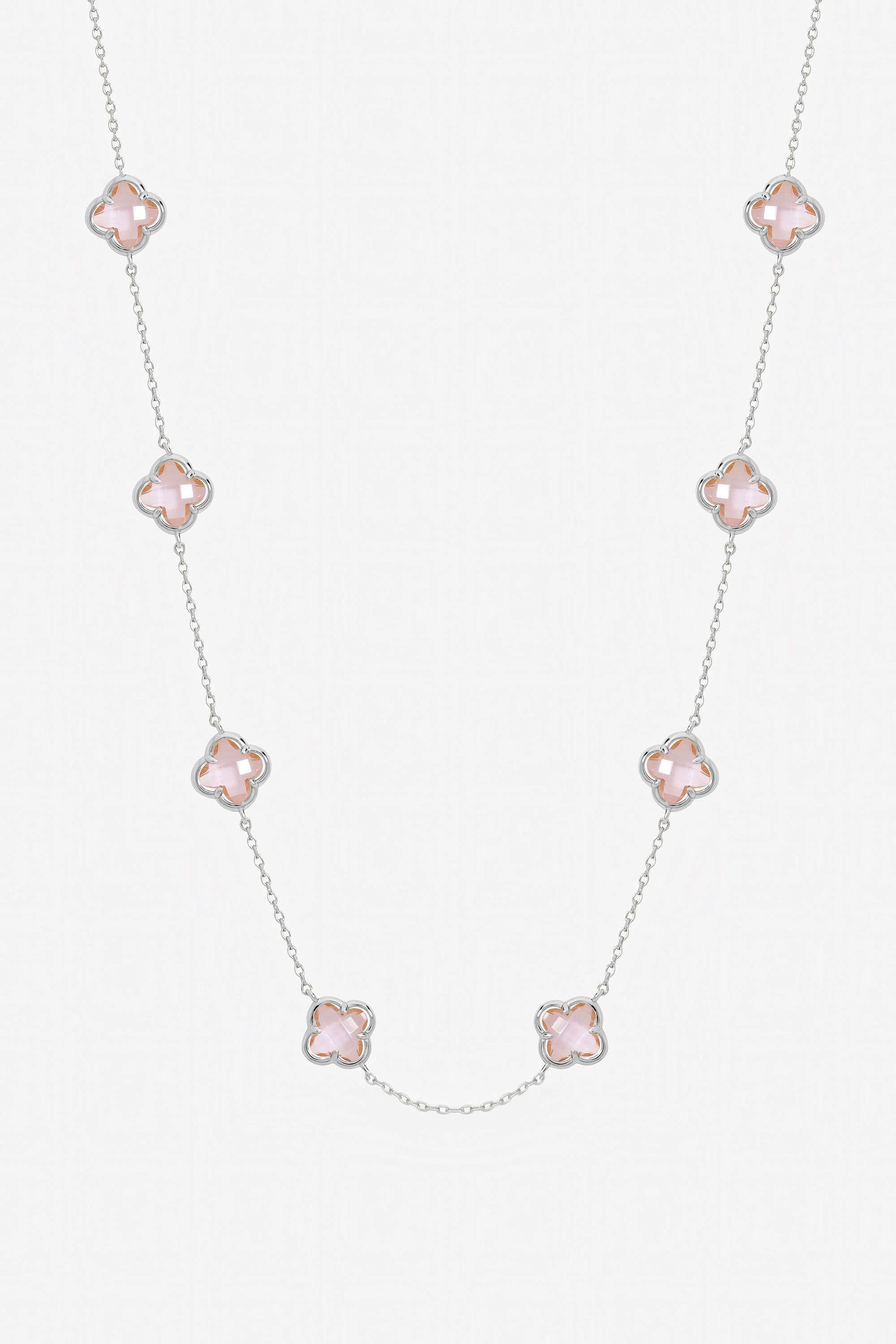 Inicio Sterling Silver Plated Vintage Rose Clover Necklace - Gift Pouch image 1