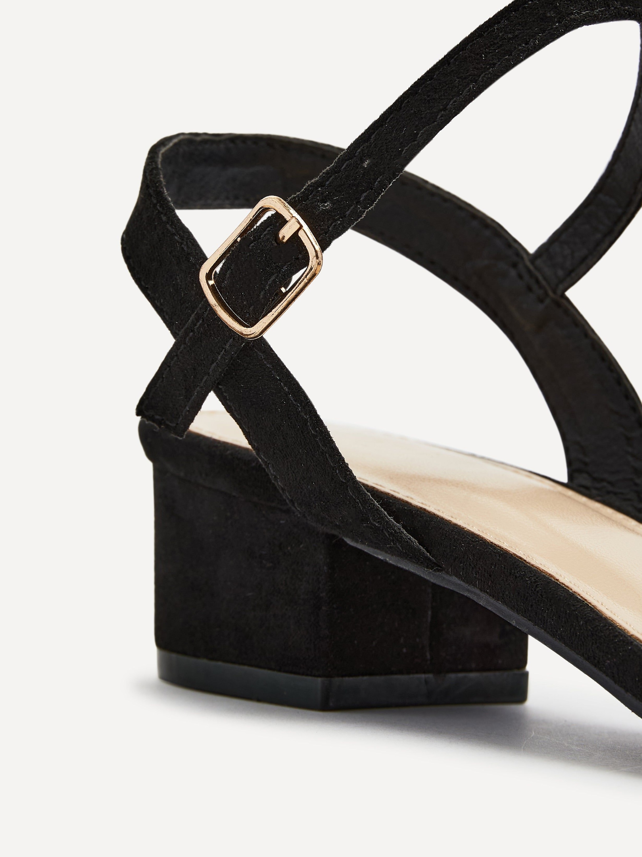 Linzi Kezzi Black Faux Suede Barely There Low Block Heeled Sandal image 5