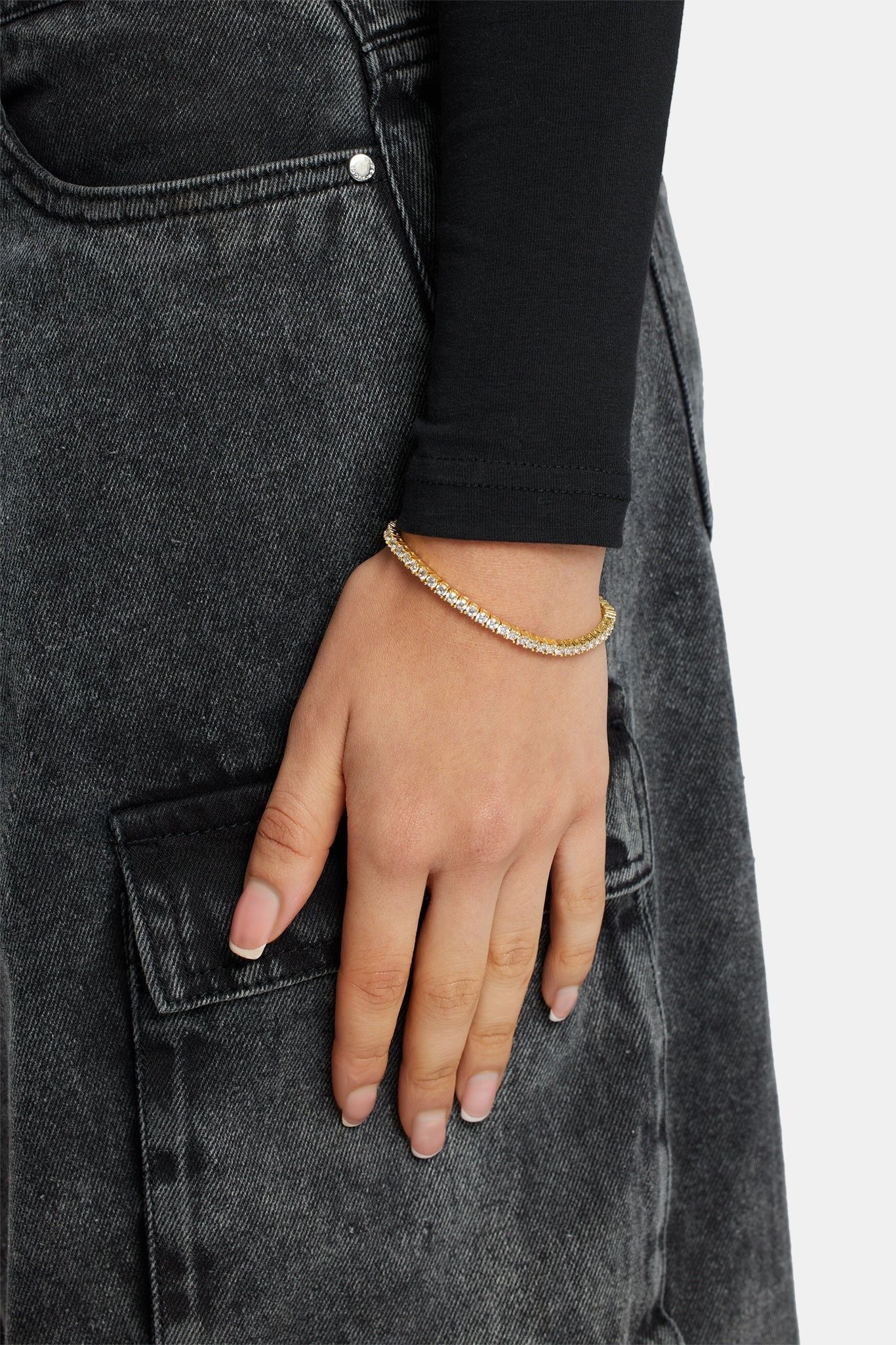 Cernucci Womens Micro Tennis Bracelet - Gold image 4