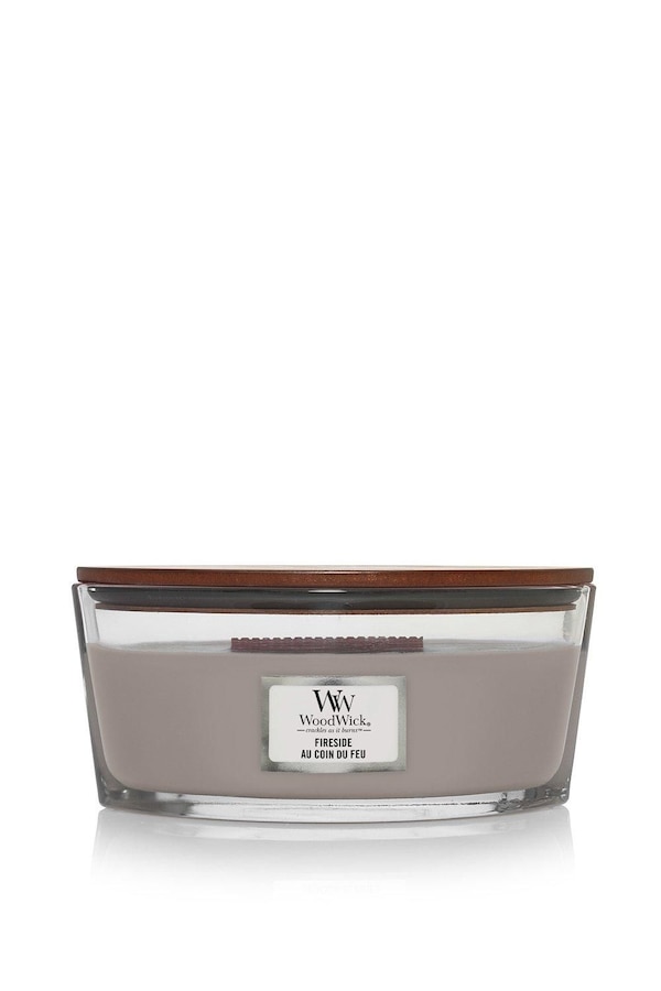 Woodwick Fireside Ellipse Candle Grey
