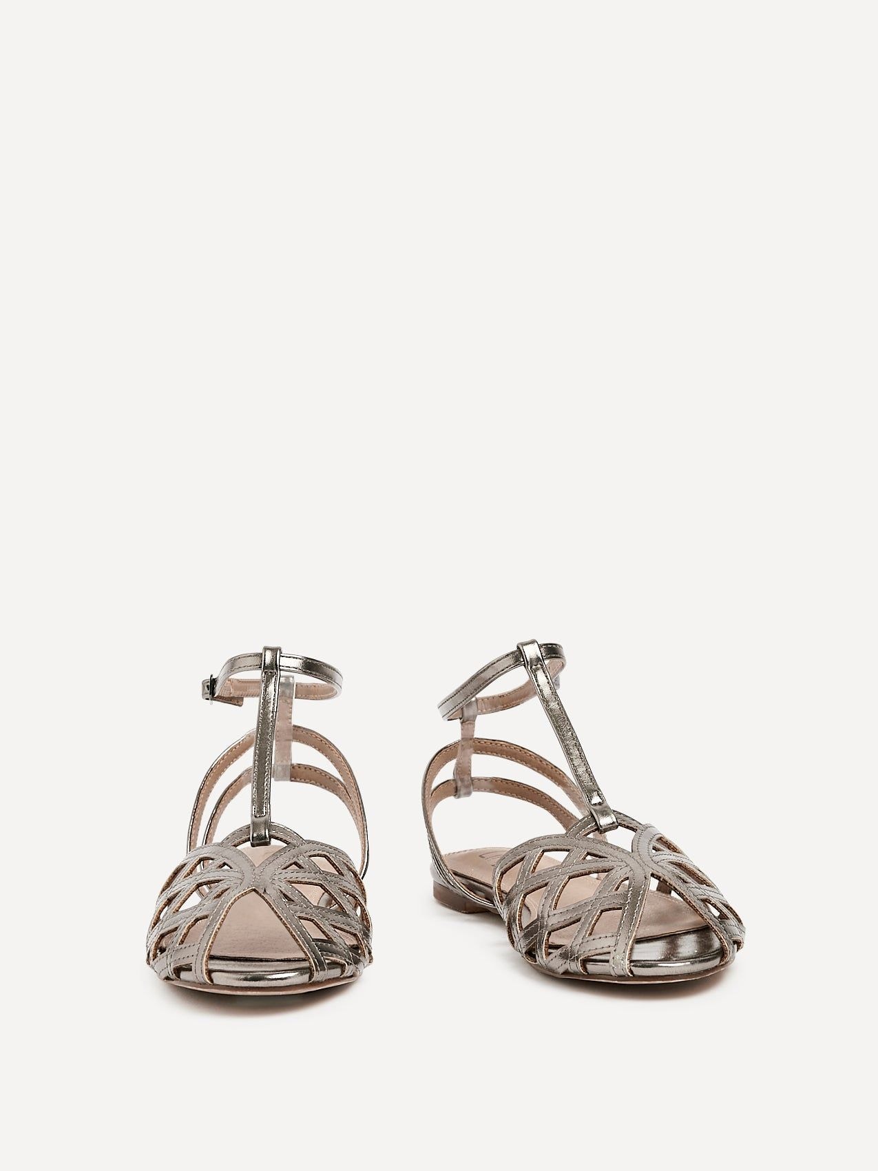 Linzi Santi Pewter Faux Leather Caged Flat Sandal image 3
