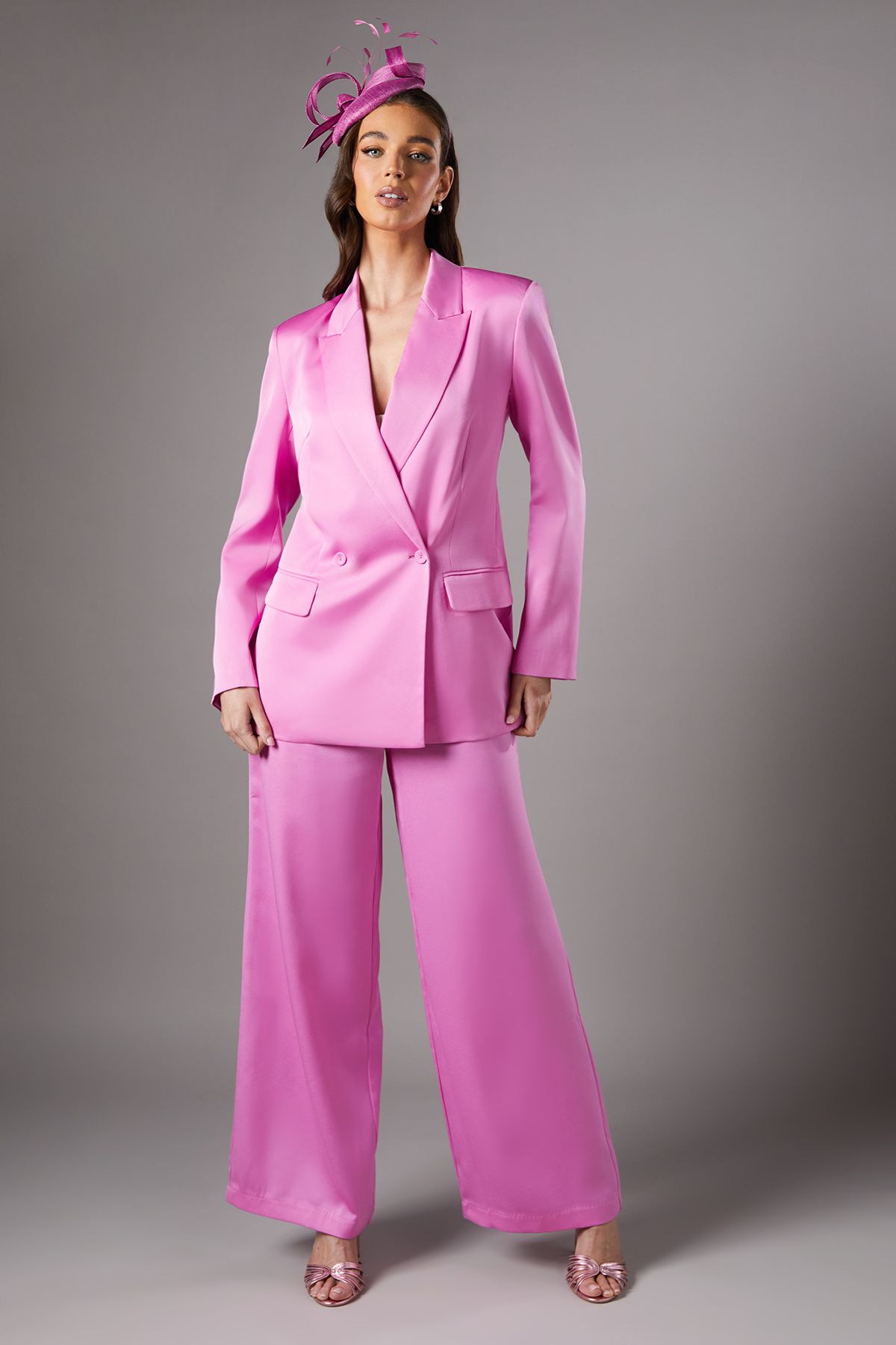 Coast Satin Double Breasted Blazer Magenta image 2