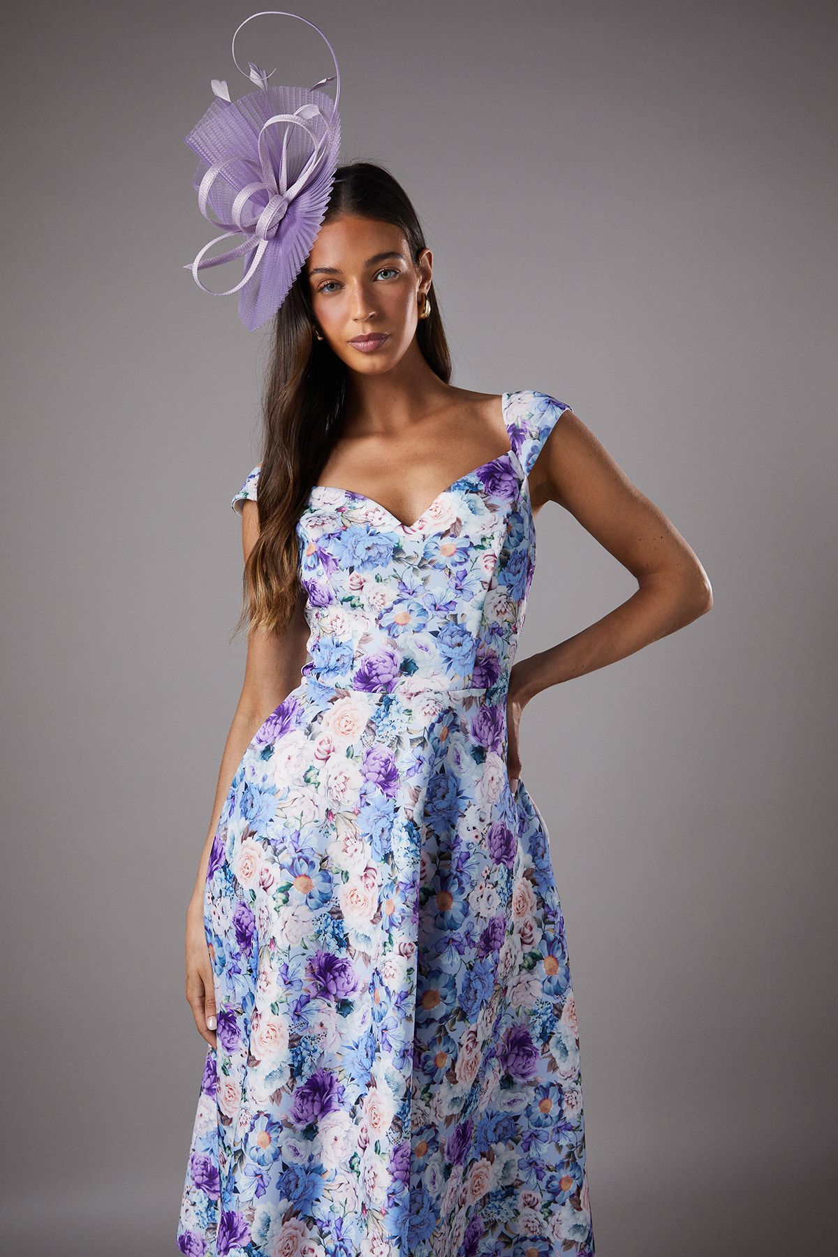 Coast Floral Sweetheart Scuba Midi Dress Blue image 2