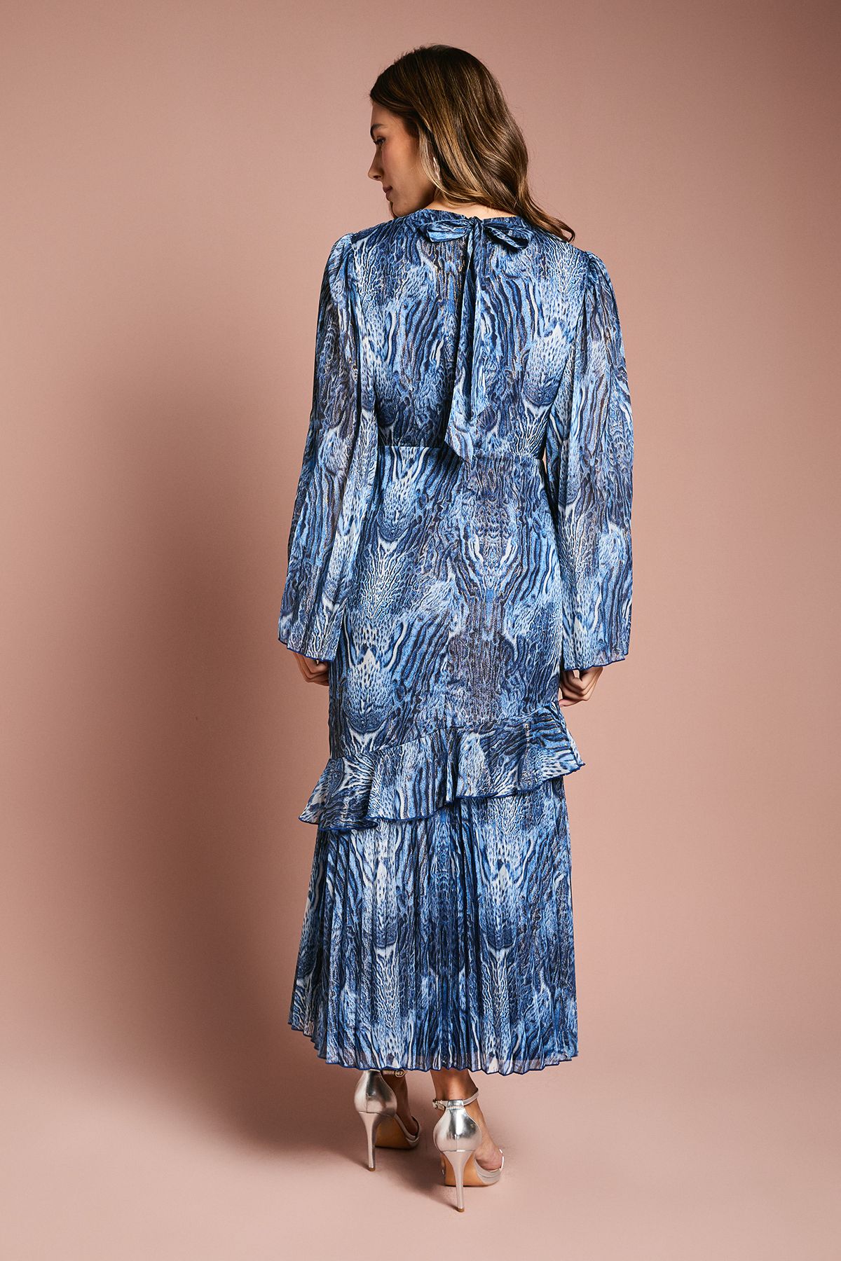 Coast Flare Sleeve Midi Dress With Animal Print Blue image 4