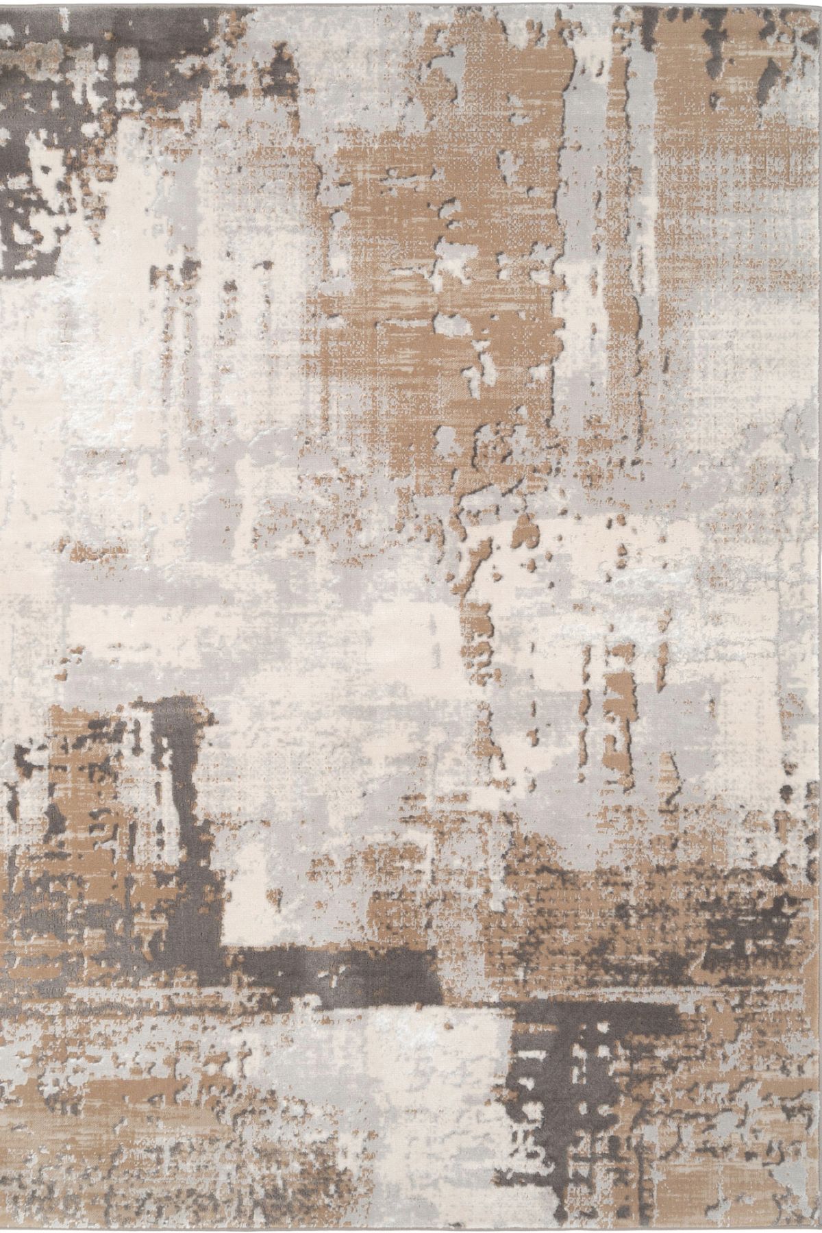 Kukoon Warm Greige Modern Distressed Abstract Beige Rug image 1