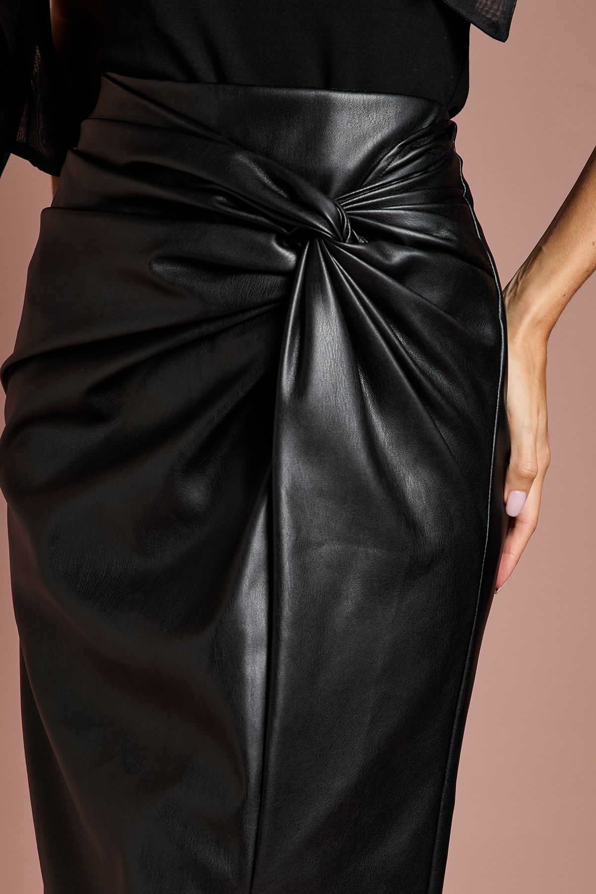 Coast PU Wrap Skirt Black image 2