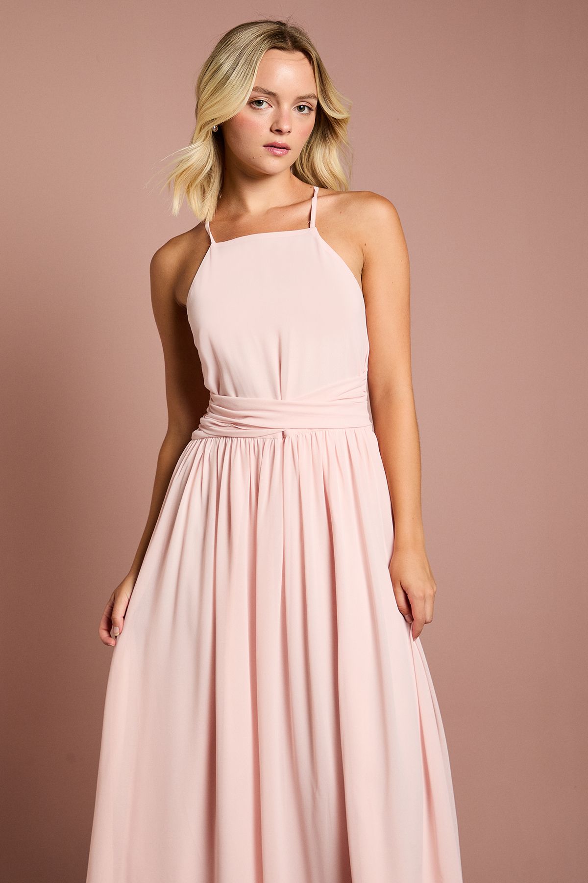 Coast Teen Coast Cross Front Detail Cami Bridesmaid Dress Blush image 2