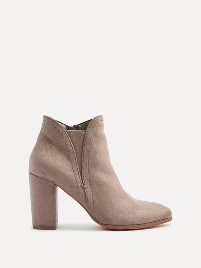 Linzi Freda Mocha Faux Suede Block Heeled Ankle Boot