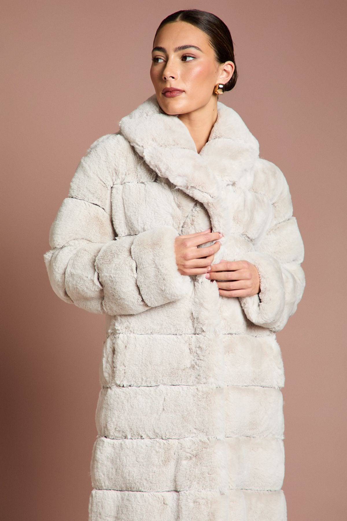 Coast Faux Fur Longline Coat Ivory image 2