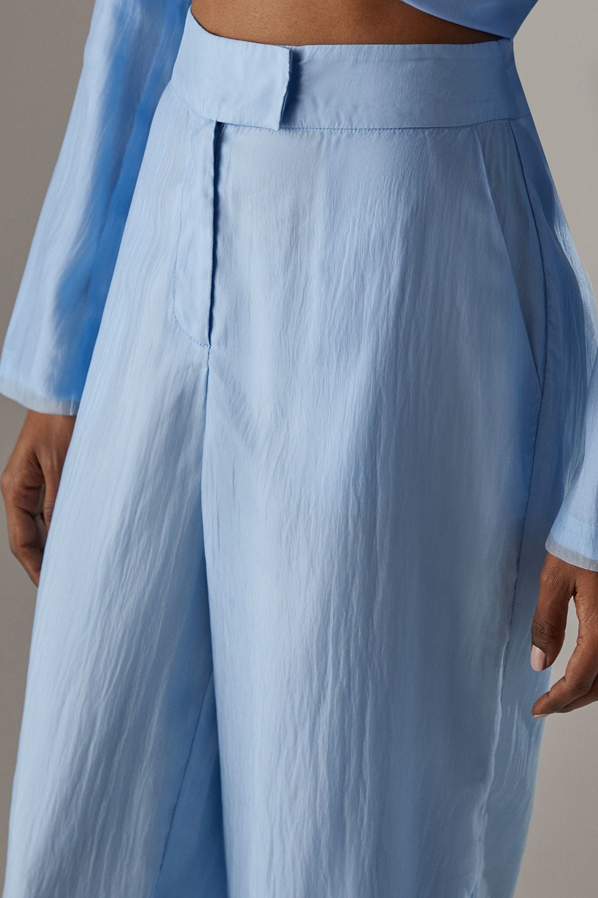 Warehouse Organza High Waisted Wide Leg Trousers True Blue image 4