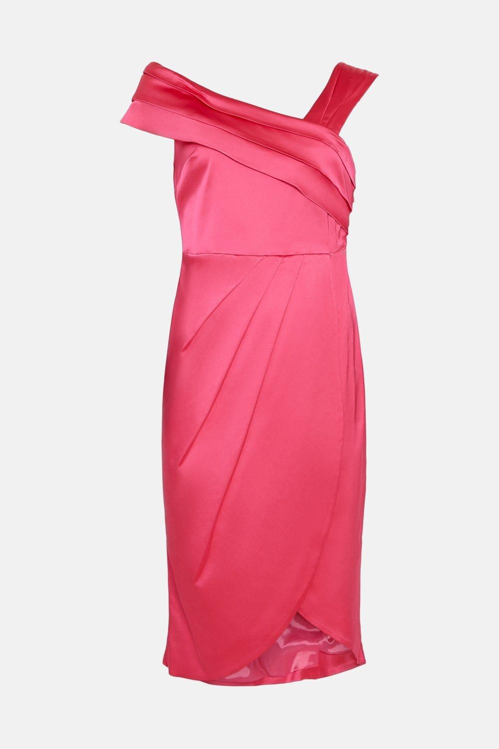 Coast Premium Italian Fabric One Shoulder Pencil Dress Hot Pink image 4