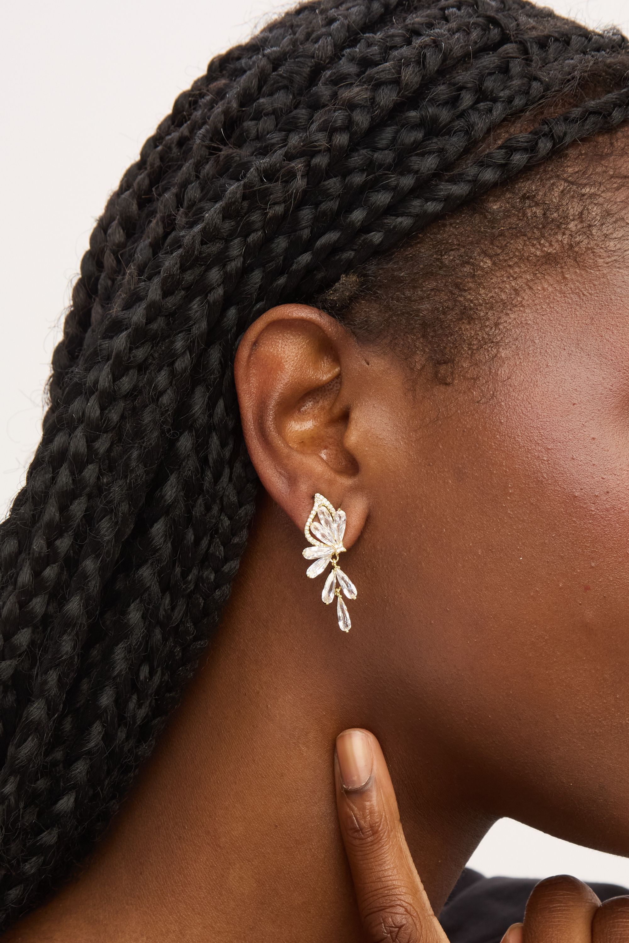 Jon Richard Gold Plated Crystal Floral Droplet Earrings image 2