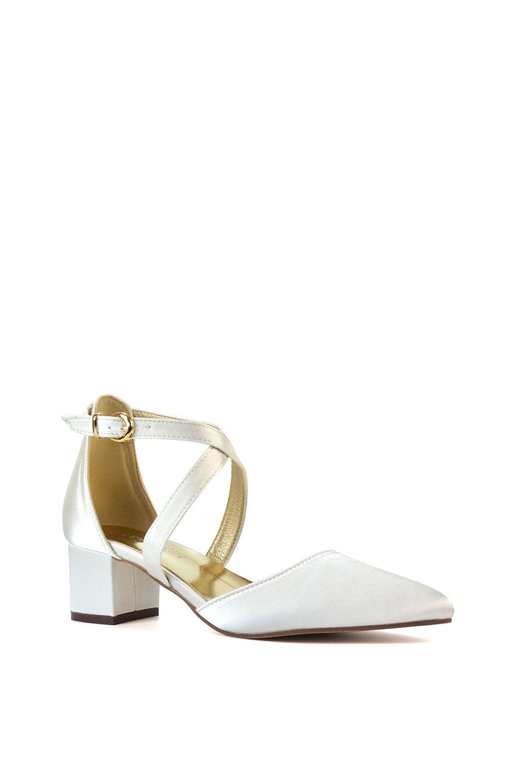 XY London 'Cynthia' Pointed Toe Ankle Strap Mid Block Heel Court Shoes image 2