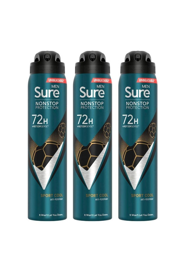 Sure Men 'Antiperspirant' 72H Protection Sport Cool Deodorant, 3x250ml