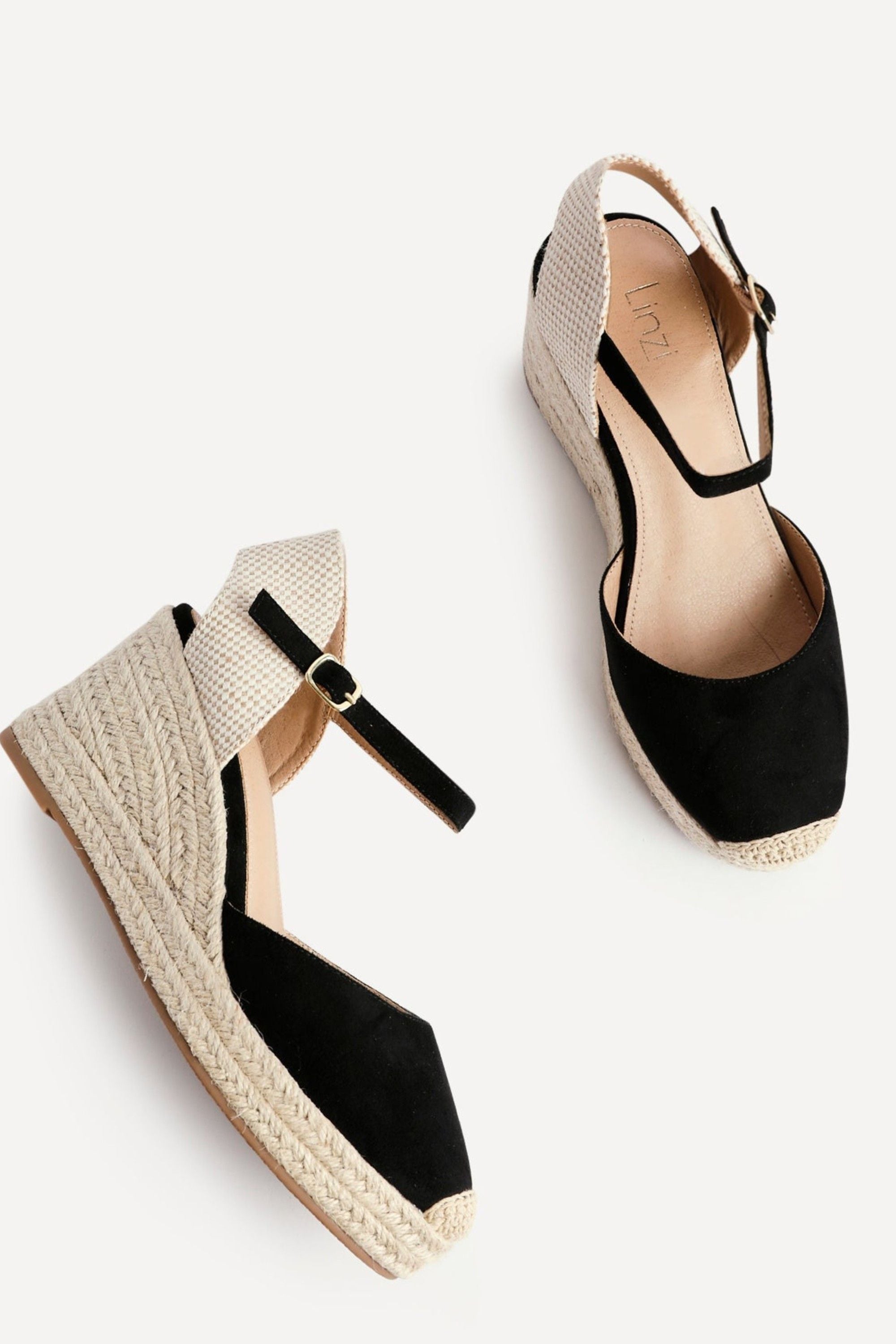Linzi Present Black Faux Suede Closed-Toe And Open Back Espadrille Wedge image 4