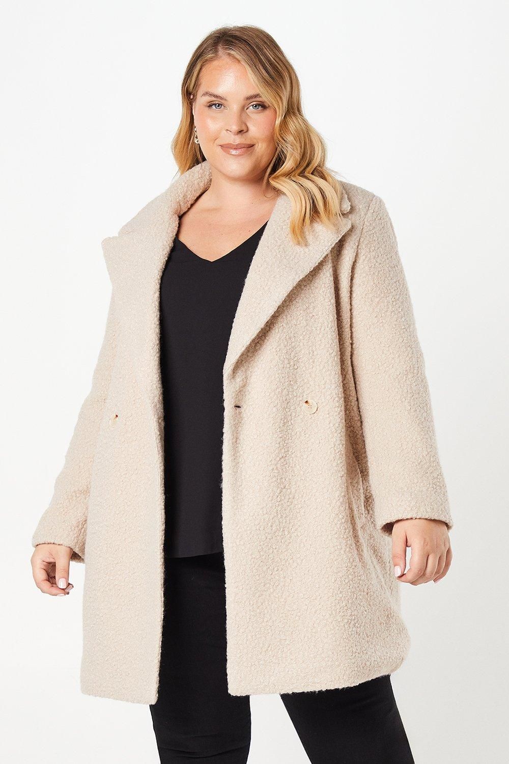 Dorothy Perkins Curve Teddy Boyfriend Coat Oatmeal image 4