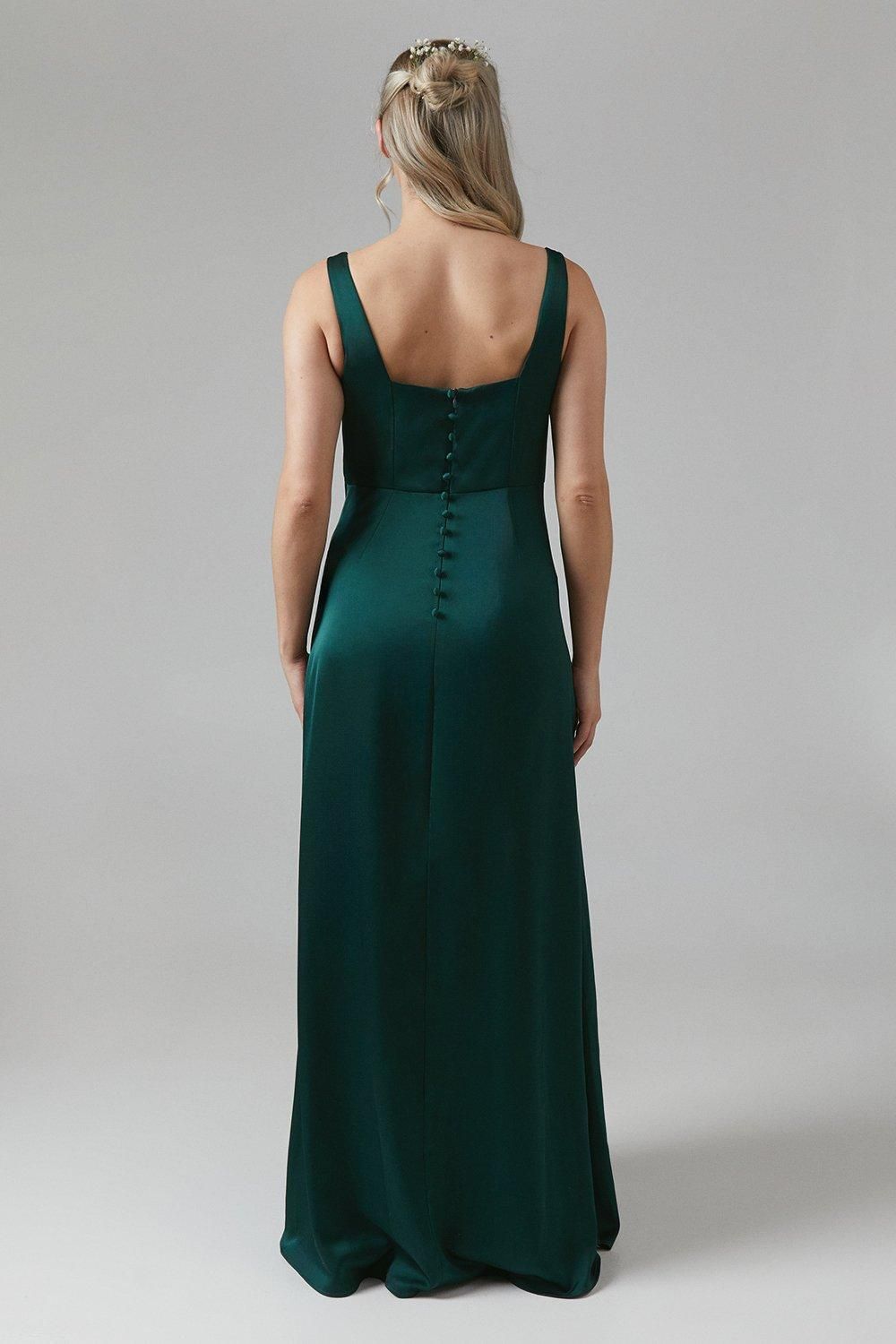 Coast Maternity Square Neck Satin Bridesmaid Maxi Dress Emerald image 3