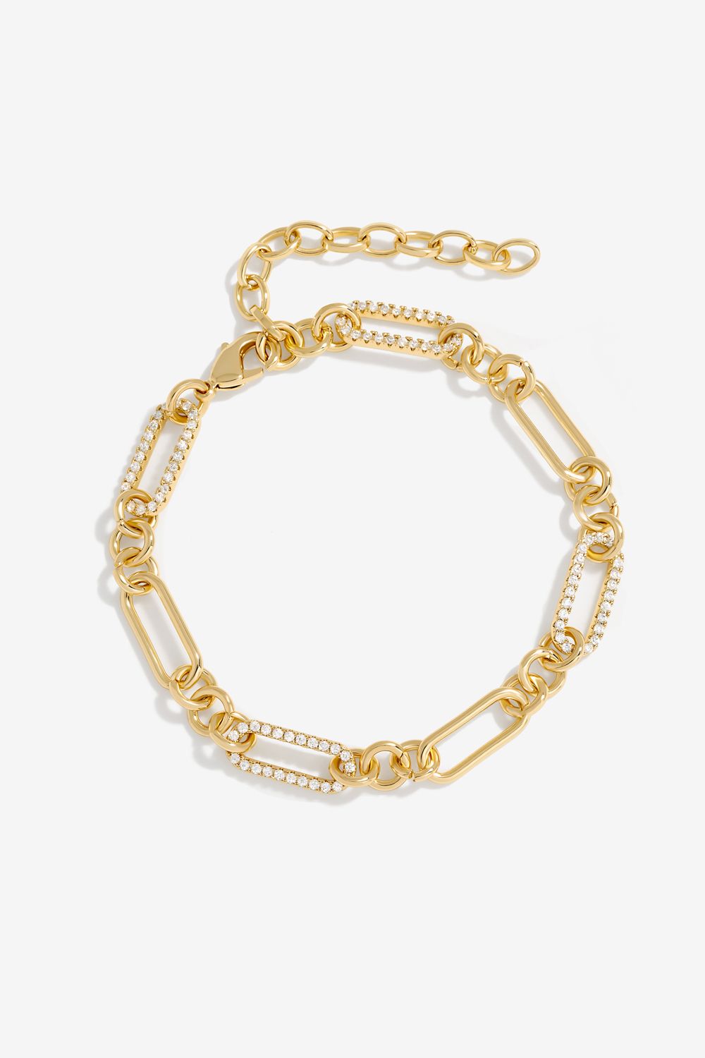 Inicio Gold Plated Cubic Zirconia And Polished Chain Bracelet - Gift Pouch