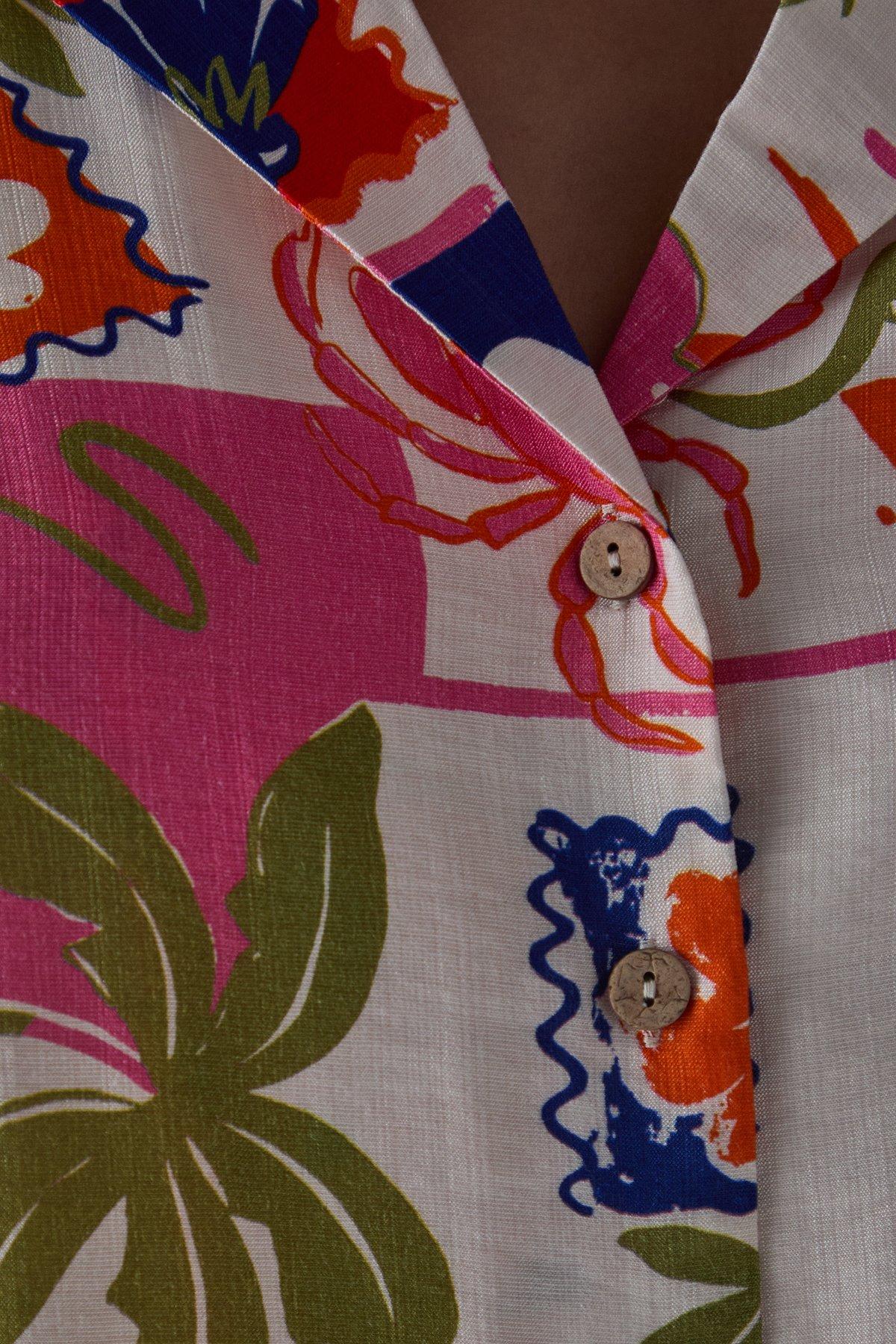 Warehouse HCD Postcard Print Boxy Oversized Shirt Multi image 5