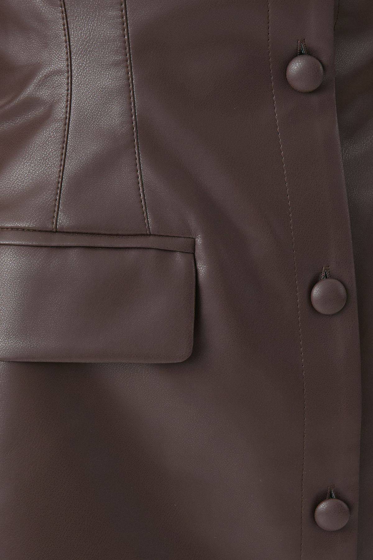 MissPap Faux Leather Moulded Waist Blazer Dress Choc Brown image 5