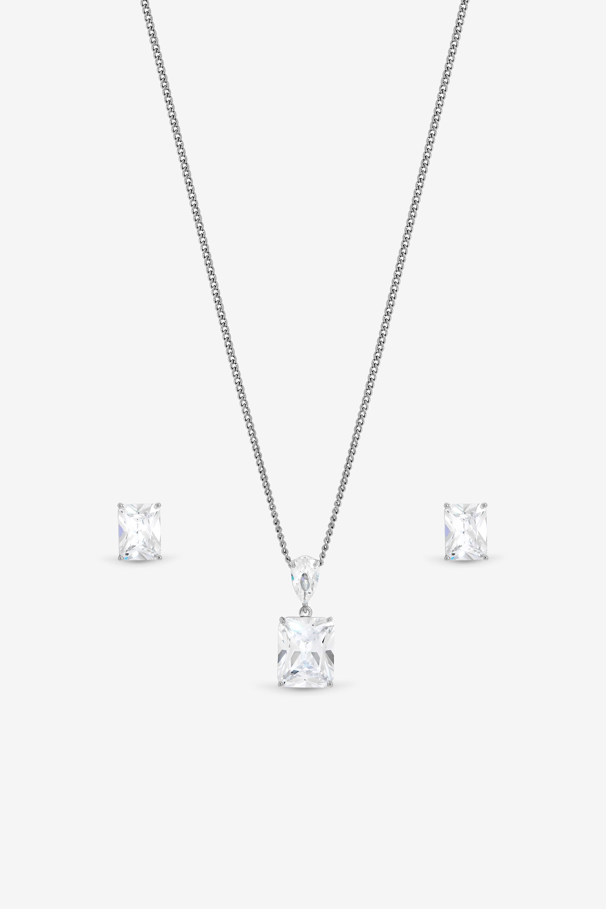 Jon Richard Rhodium Plated Crystal Open Stone Pendant Set - Gift Box image 2