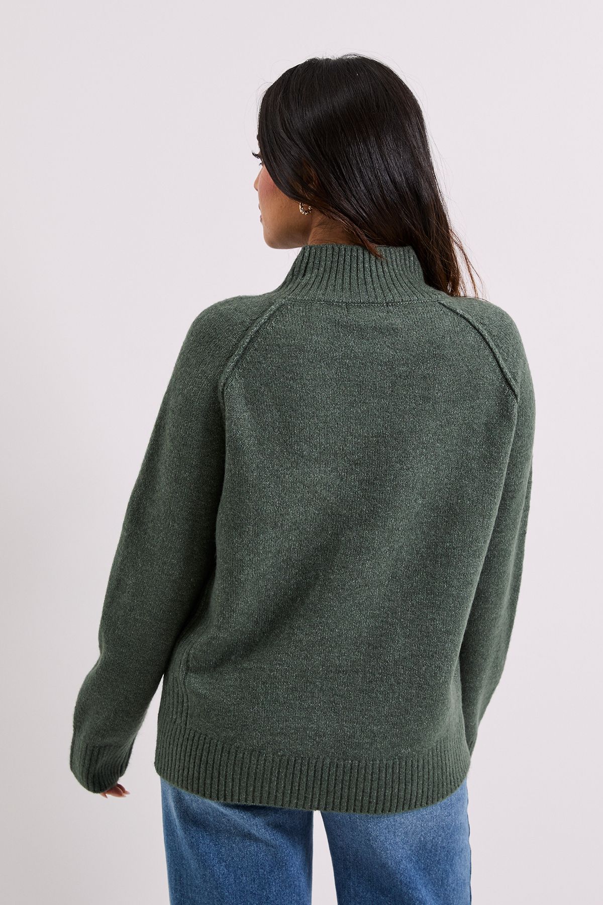 Dorothy Perkins Rib Funnel Neck Jumper Sage image 3