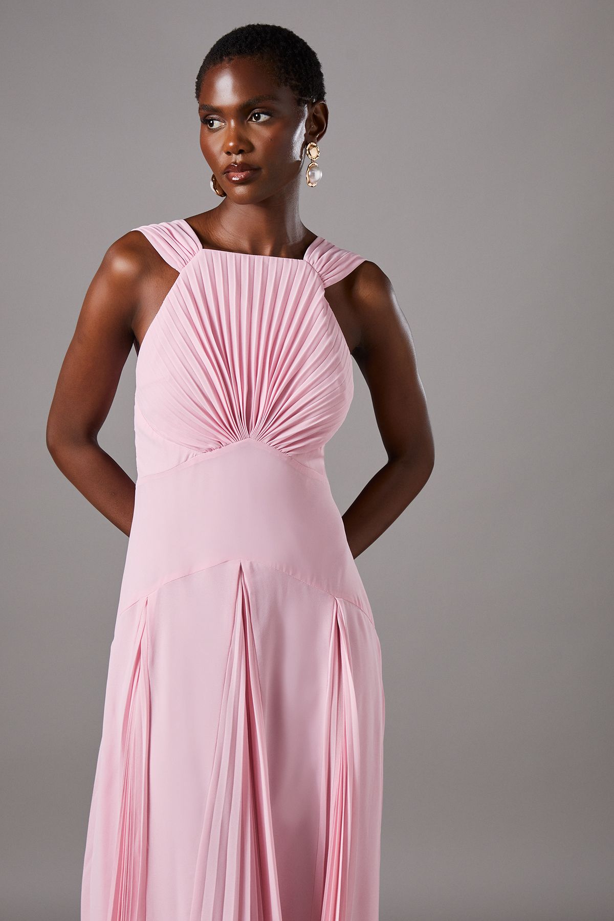Coast Pleated Bodice Sleeveless Midi Dress Pink image 2