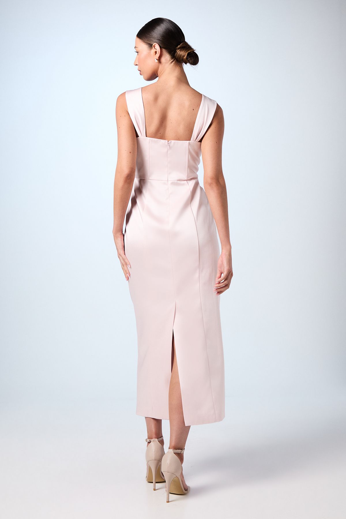 Coast Corset Satin Column Midi Bridesmaid Dress Blush image 3