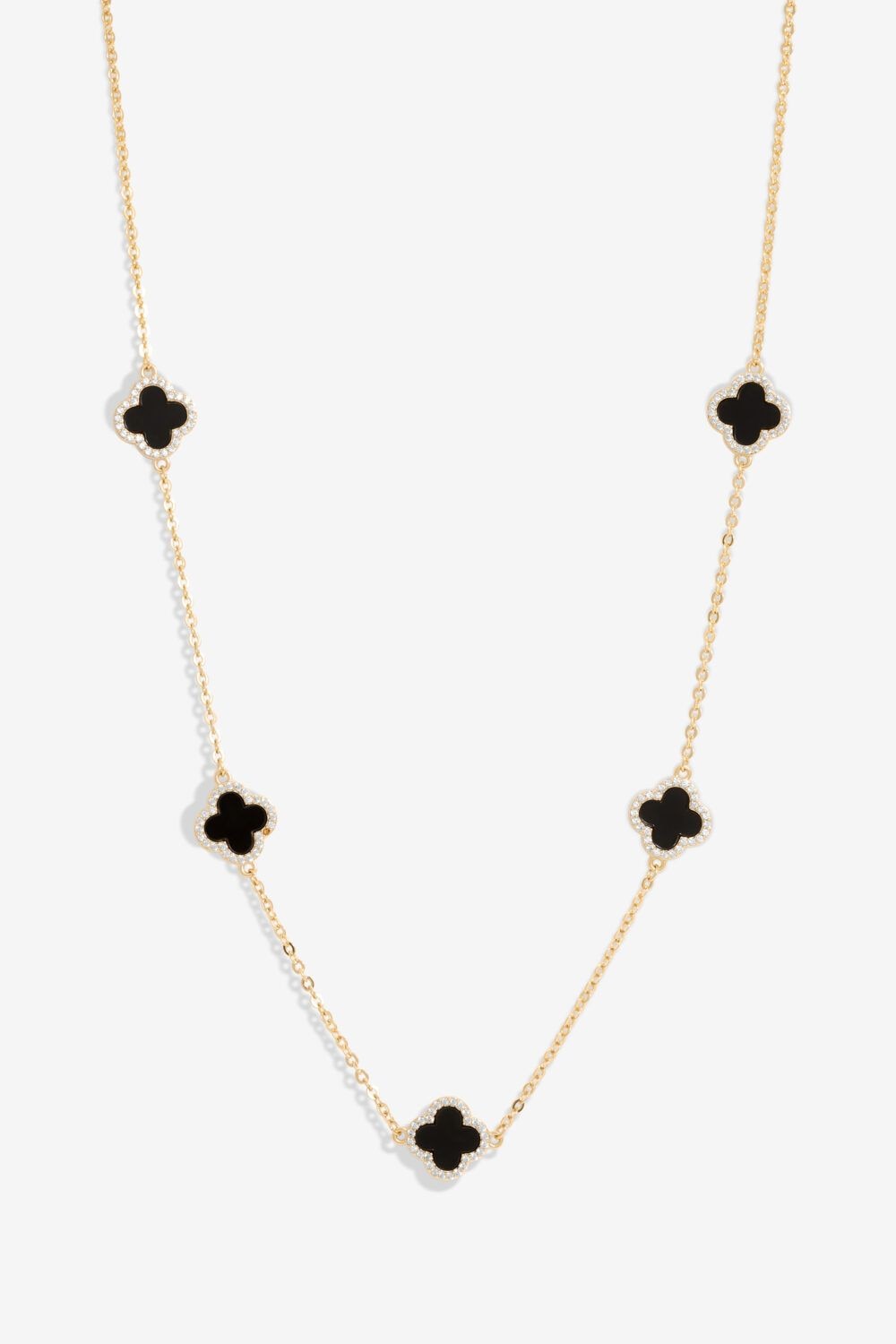 Jon Richard Gold Plated And Jet Station Clover Necklace image 1