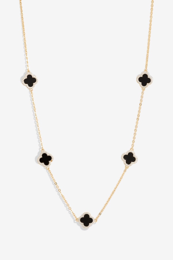 Jon Richard Gold Plated And Jet Station Clover Necklace