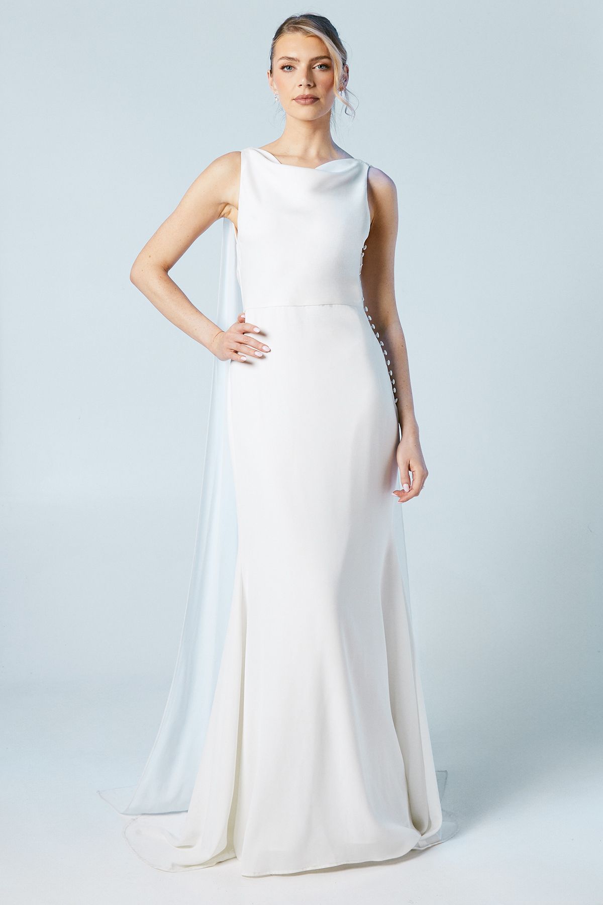 Coast Coast Honoured Chiffon Cowl Back Detail Wedding Dress Ivory image 2