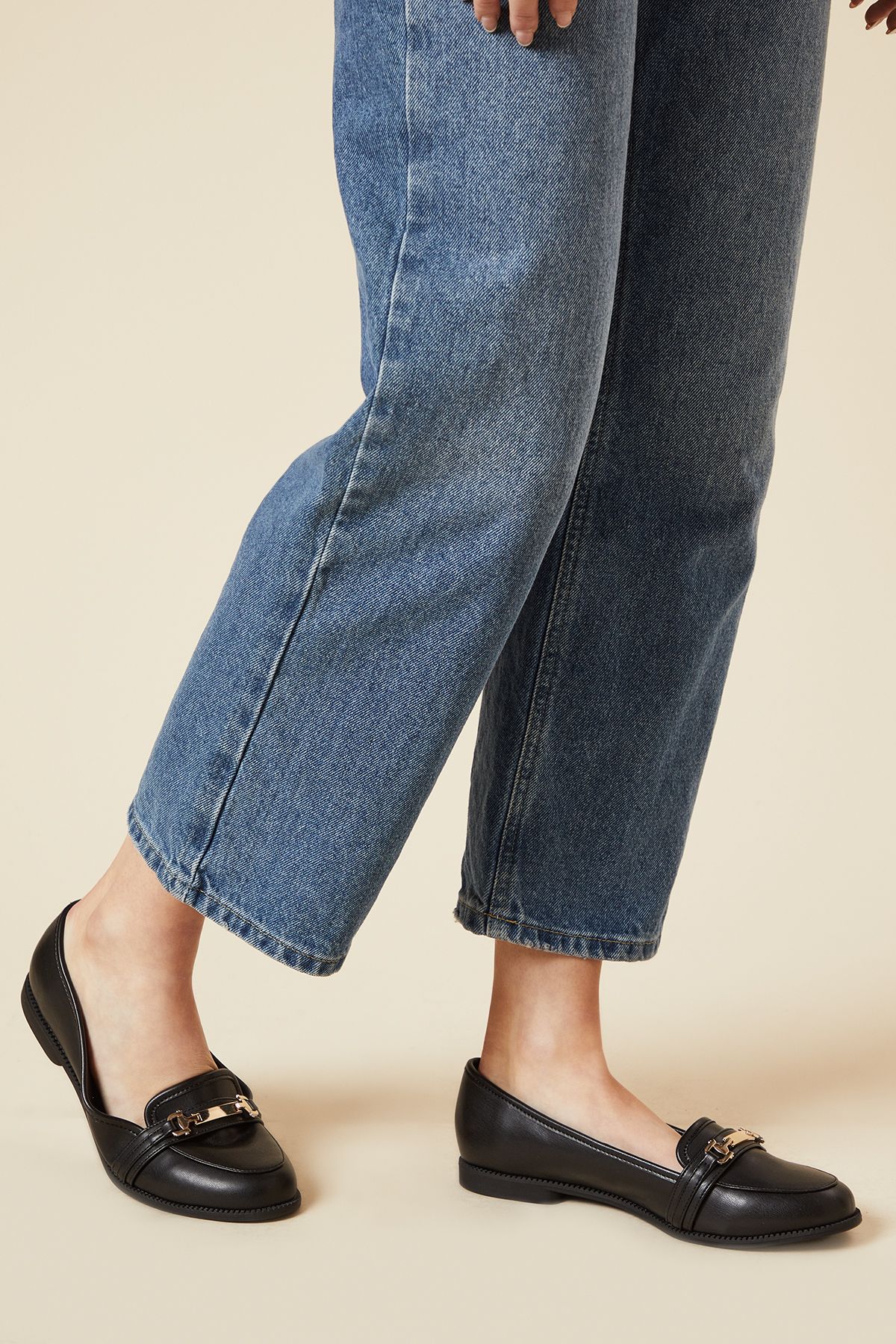 Dorothy Perkins Wide Fit Lora Snaffle Loafers Black image 4