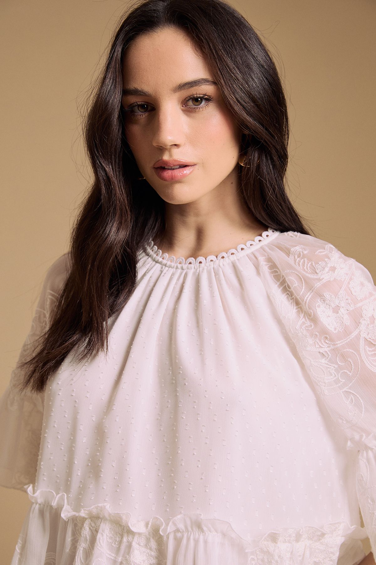 Oasis Chiffon Peplum Blouse Ivory image 2