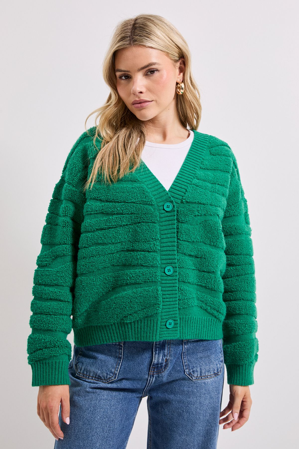 Dorothy Perkins Chunky Trim Zebra Cardigan Bright Green image 4