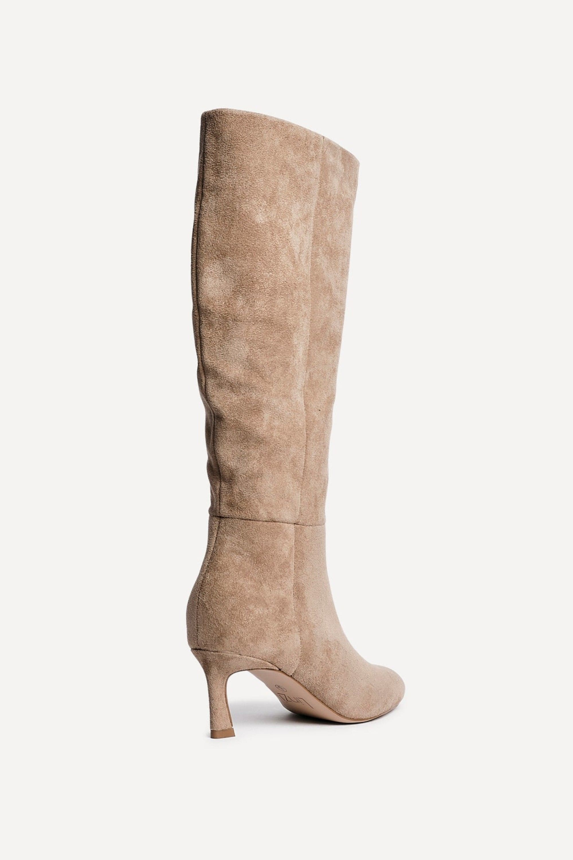 Linzi Rush Beige Faux Suede High Leg Stiletto Boots image 4