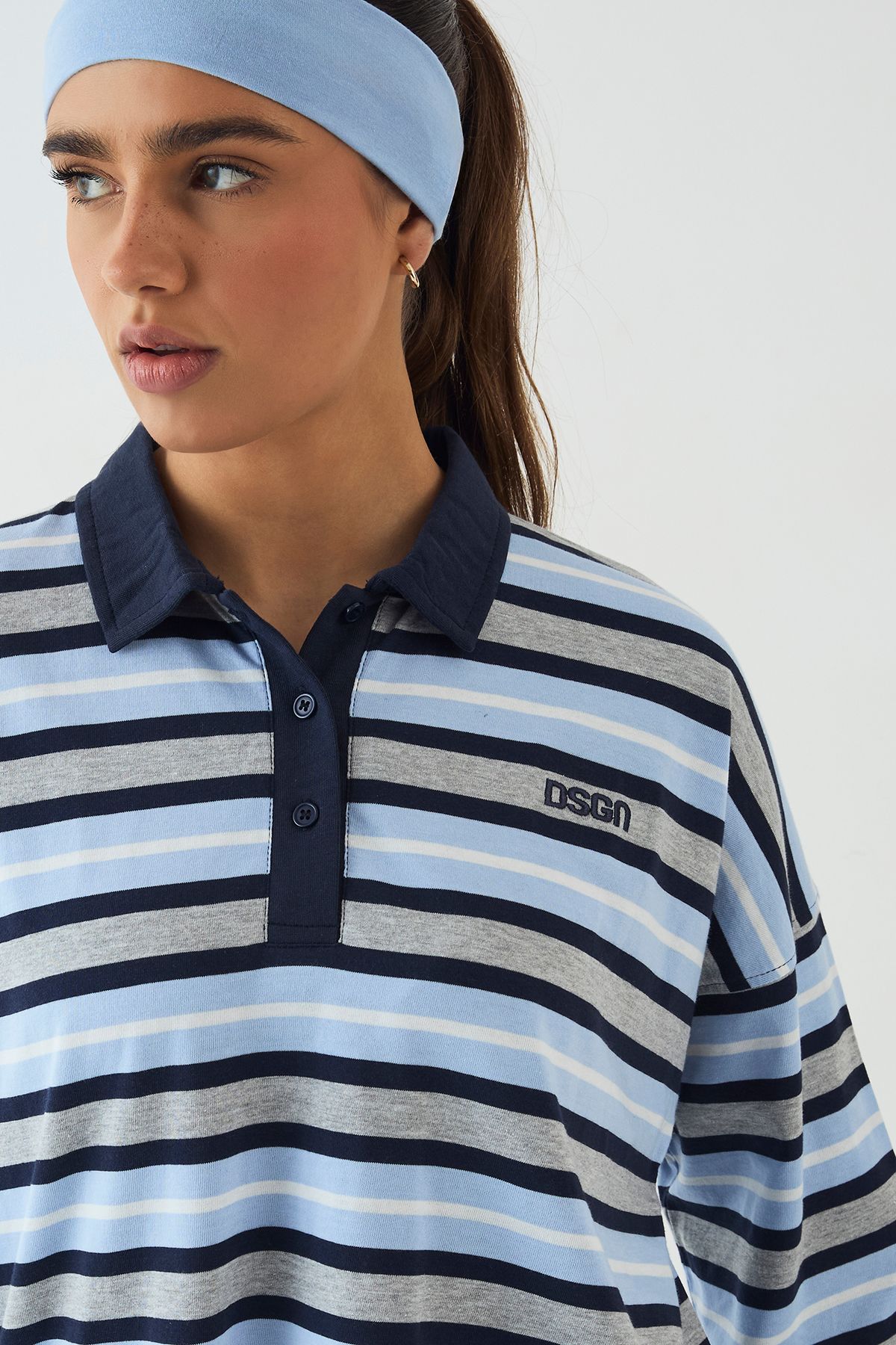 DSGN Studio DSGN Studio Collared Rugby Top Indigo image 4
