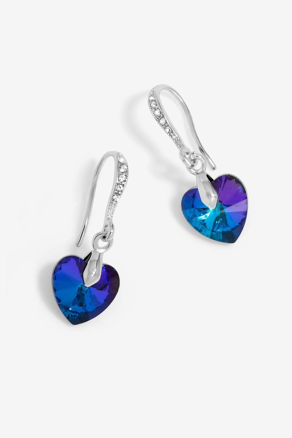 Jon Richard Blue Heart Drop Earrings Embellished With Crystals image 1