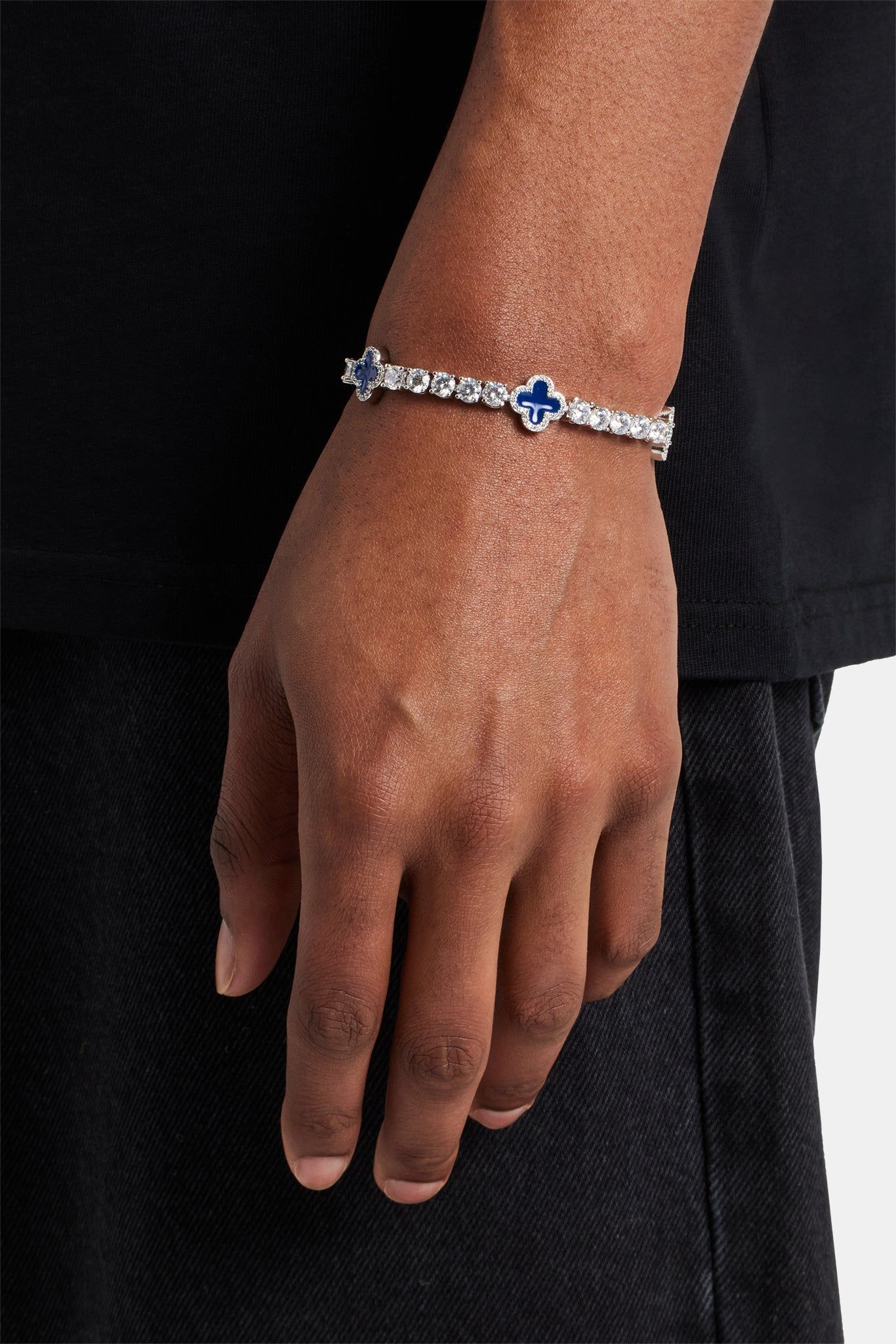 Cernucci Blue Motif Tennis Bracelet - White 5mm image 1