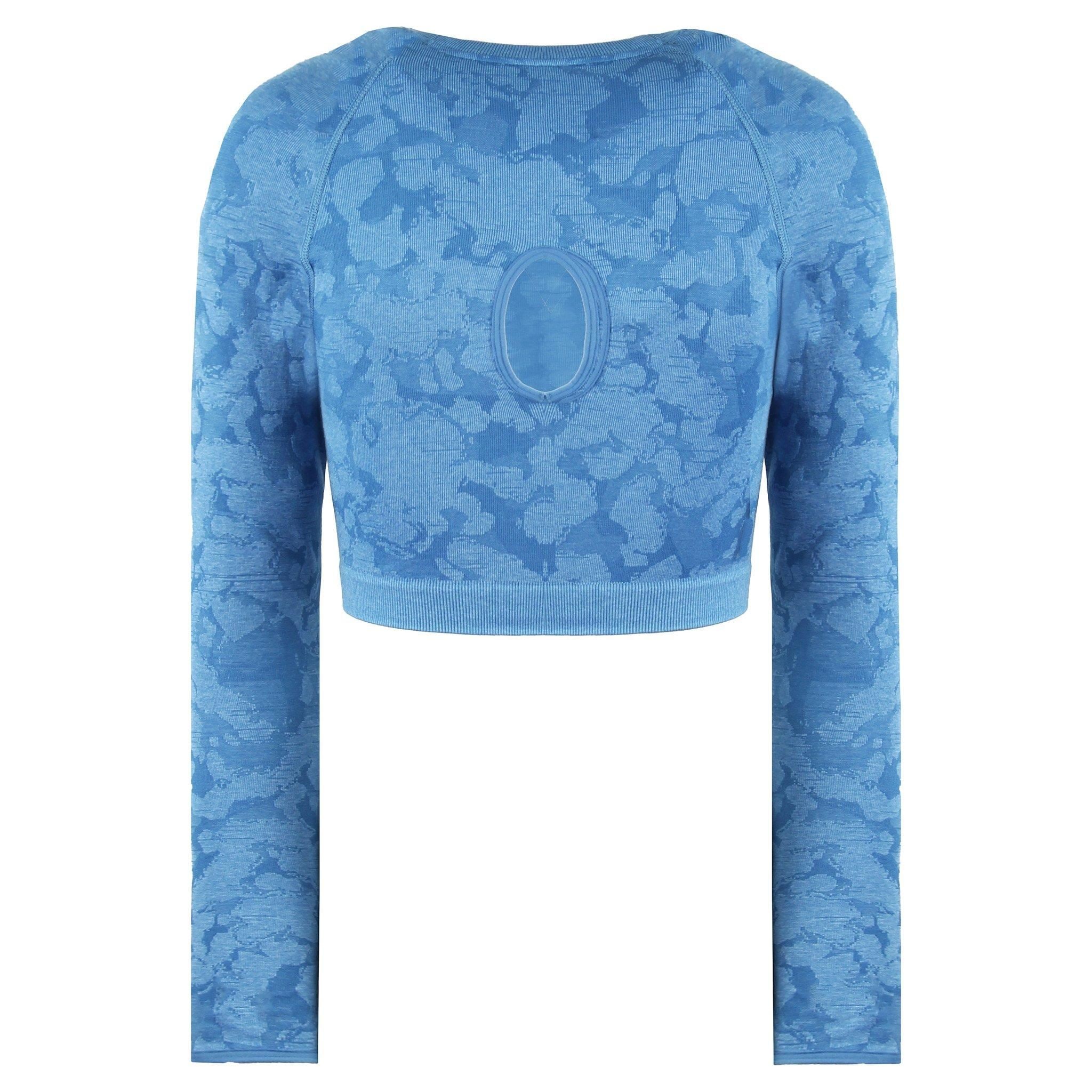 Gymshark Crew Neck Long Sleeve Adapt Camo Blue Seamless Crop Top image 2