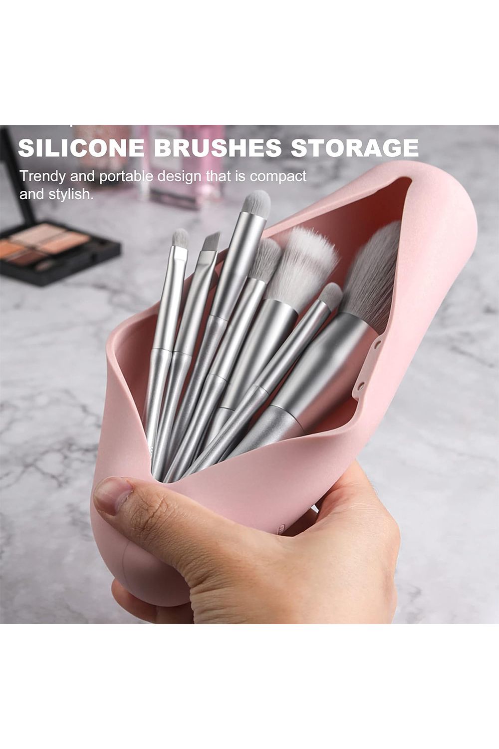 SHEONLY 2PCS Travel Makeup Brush Holder With Magnetic Closure Waterproof image 3
