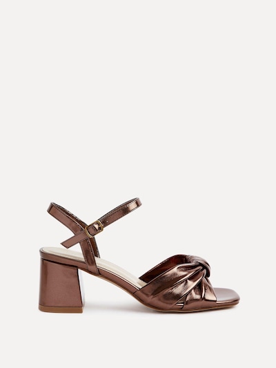 Linzi Charlotte Bronze Faux Leather Block Heeled Sandal