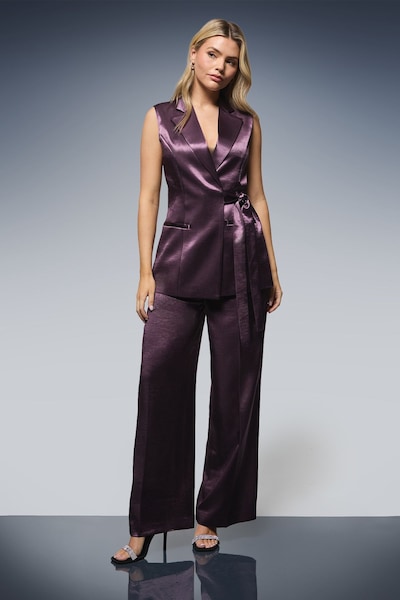 Dorothy Perkins Satin Wide Leg Trousers Purple