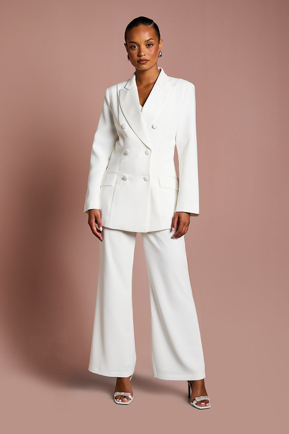 Coast Petite Premium Flare Bridal Trousers Ivory image 1