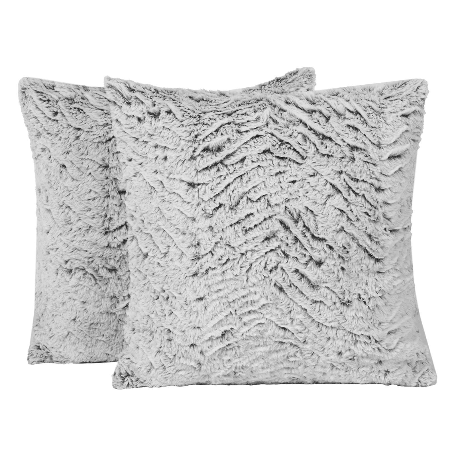 OHS 2 Pack Two Tone Faux Fur Soft Fleece Cushion Covers - 45 x 45cm image 5