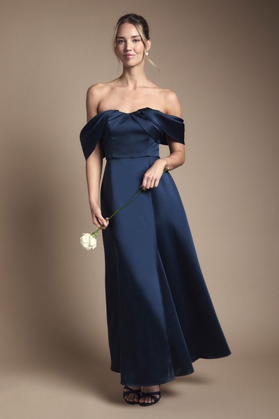 Coast Bandeau Wrap Skirt Maxi Bridesmaid Dress Navy